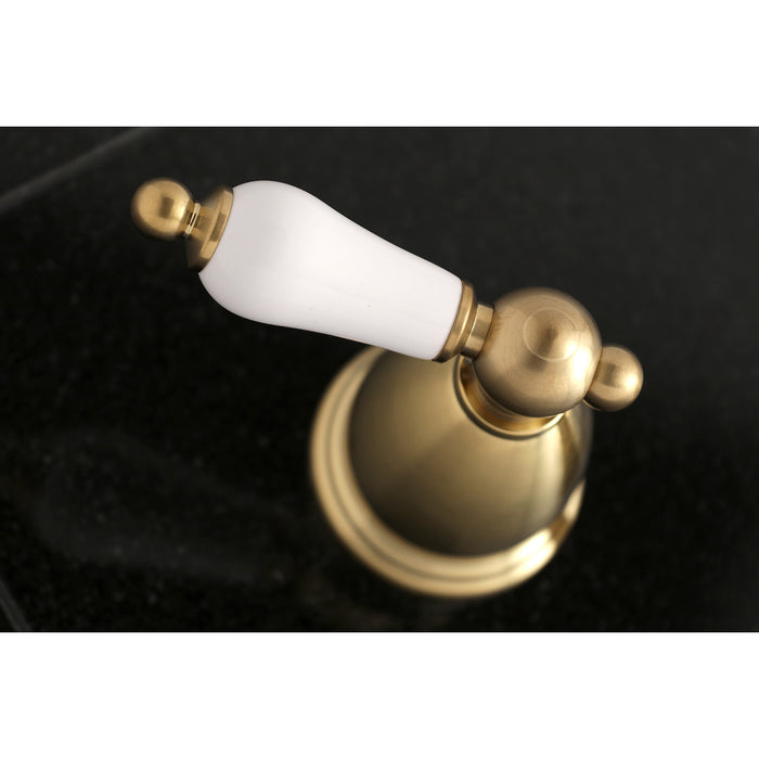 Heritage KS1027PL Two-Handle 3-Hole Wall Mount Roman Tub Faucet, Brushed Brass