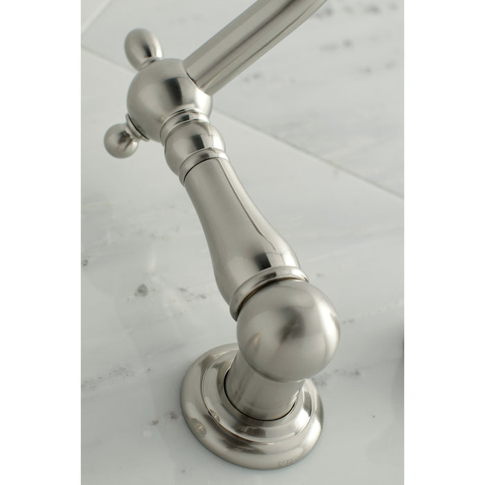 Heritage KS1028AX Two-Handle 3-Hole Wall Mount Roman Tub Faucet, Brushed Nickel