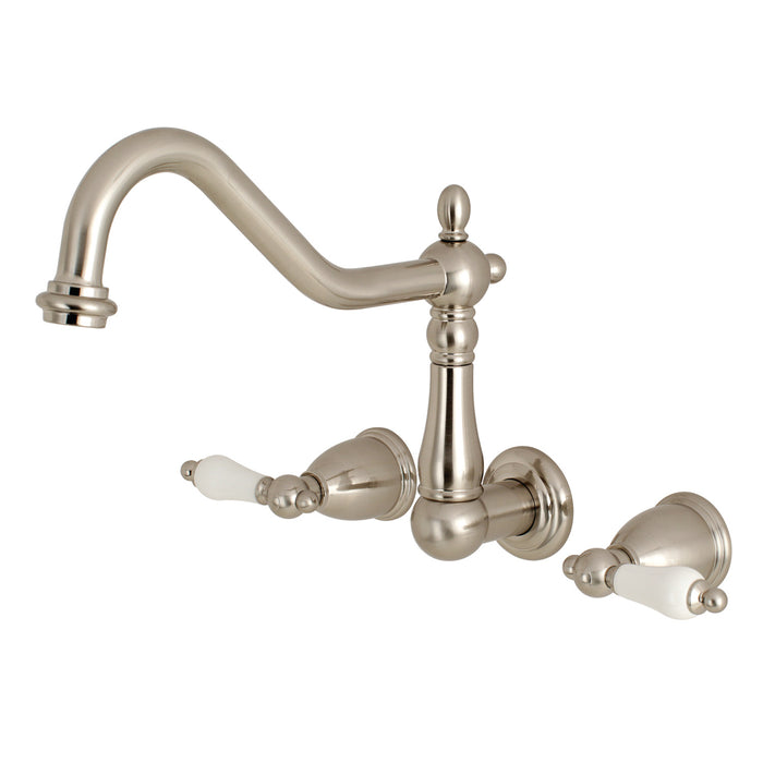 Heritage KS1028PL Two-Handle 3-Hole Wall Mount Roman Tub Faucet, Brushed Nickel