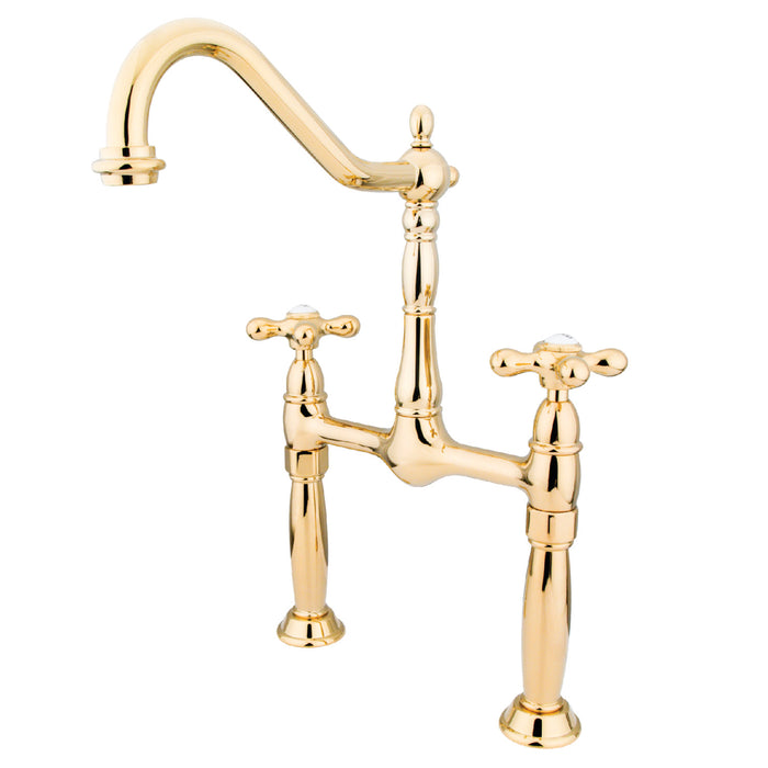 Victorian KS1072AX Two-Handle 2-Hole Deck Mount Vessel Faucet, Polished Brass