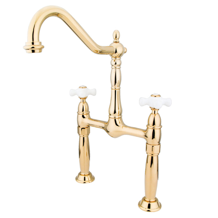 Victorian KS1072PX Two-Handle 2-Hole Deck Mount Vessel Faucet, Polished Brass