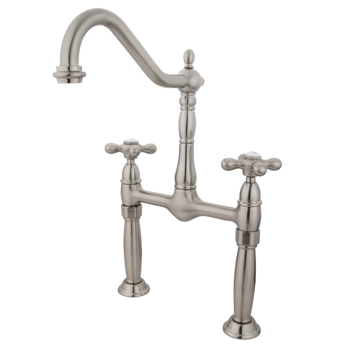 Victorian KS1078AX Two-Handle 2-Hole Deck Mount Vessel Faucet, Brushed Nickel
