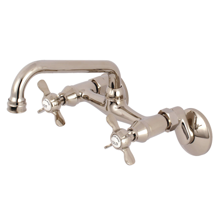Kingston Heirloom KS113PN - Essex Two-Handle 2-Hole Wall Mount Bridge Kitchen Faucet, Polished Nickel