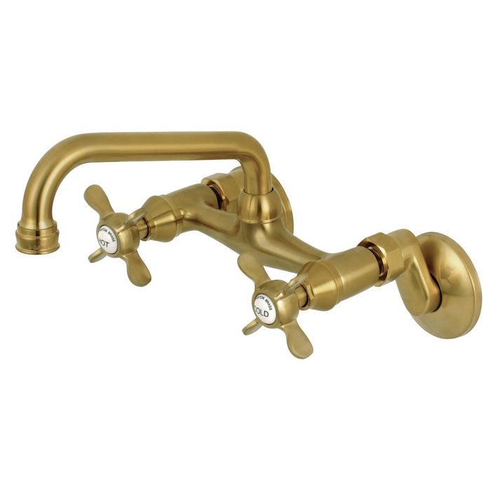 Essex KS113SB Two-Handle 2-Hole Wall Mount Kitchen Faucet, Brushed Brass