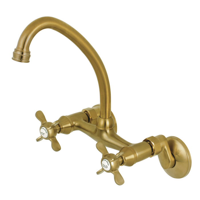 Essex KS114SB Two-Handle 2-Hole Wall Mount Kitchen Faucet, Brushed Brass
