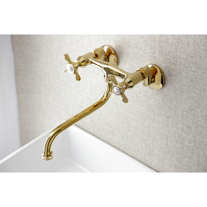 Essex KS115PB Two-Handle 2-Hole Wall Mount Bathroom Faucet, Polished Brass