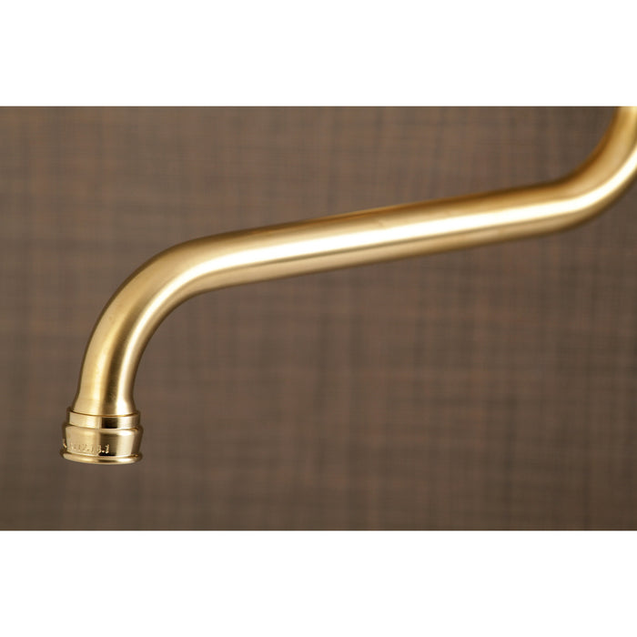 Essex KS115SB Two-Handle 2-Hole Wall Mount Bathroom Faucet, Brushed Brass