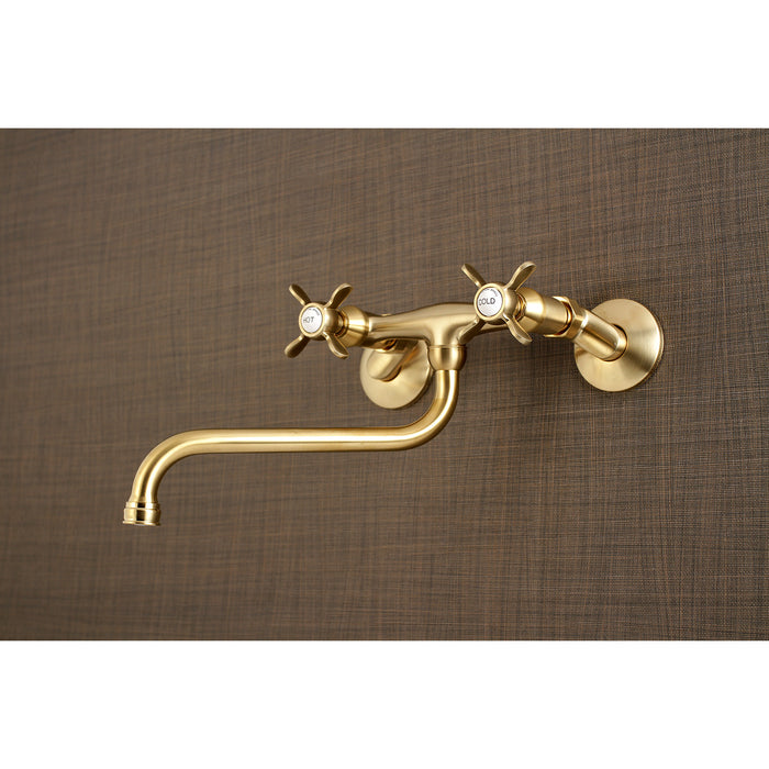 Essex KS115SB Two-Handle 2-Hole Wall Mount Bathroom Faucet, Brushed Brass