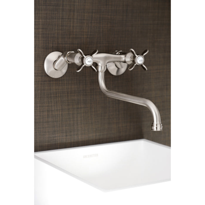Essex KS115SN Two-Handle 2-Hole Wall Mount Bathroom Faucet, Brushed Nickel