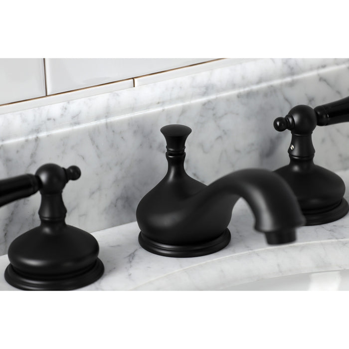 Duchess KS1160PKL Two-Handle 3-Hole Deck Mount Widespread Bathroom Faucet with Brass Pop-Up, Matte Black