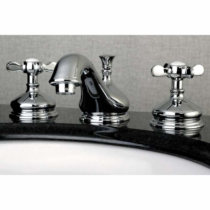 Essex KS1161BEX Two-Handle 3-Hole Deck Mount Widespread Bathroom Faucet with Brass Pop-Up, Polished Chrome