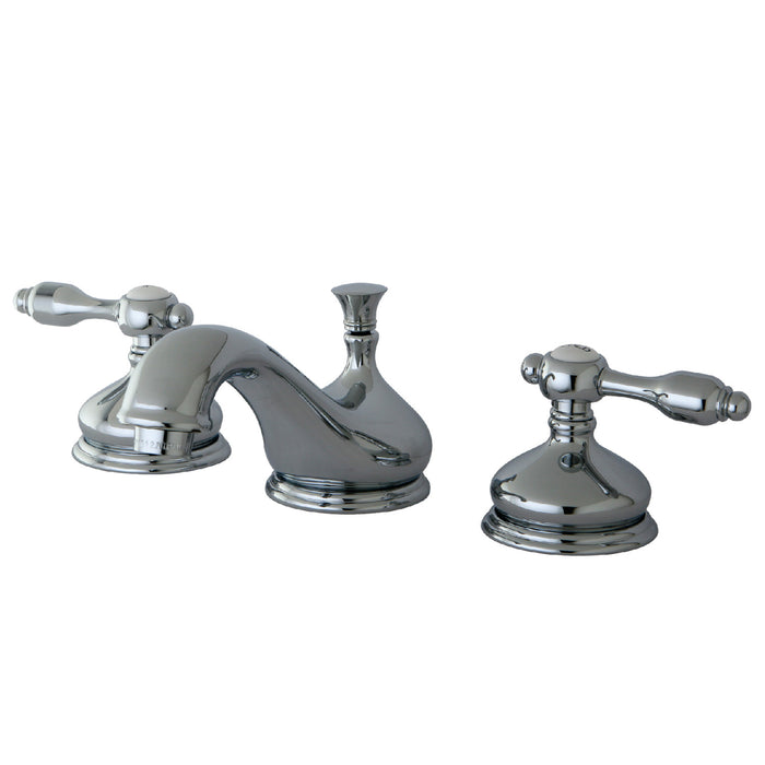 Tudor KS1161TAL Two-Handle 3-Hole Deck Mount Widespread Bathroom Faucet with Brass Pop-Up, Polished Chrome