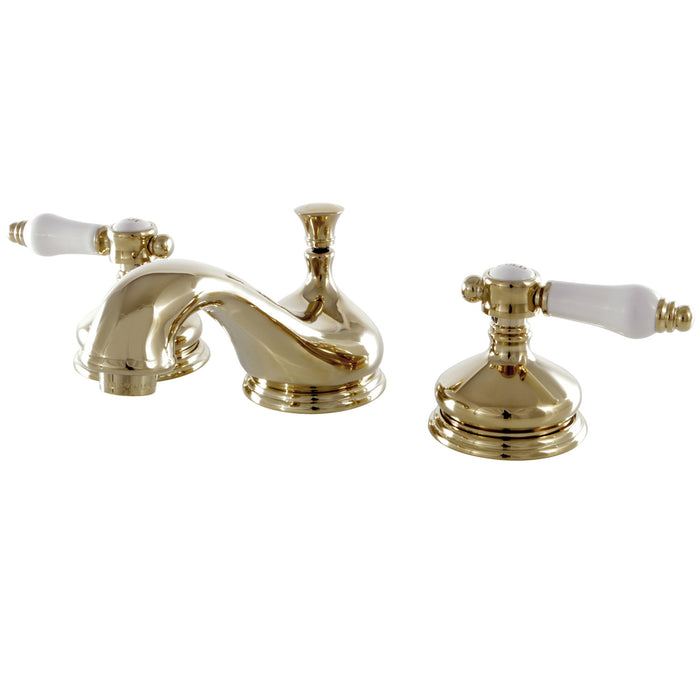 Bel-Air KS1162BPL Two-Handle 3-Hole Deck Mount Widespread Bathroom Faucet with Brass Pop-Up, Polished Brass