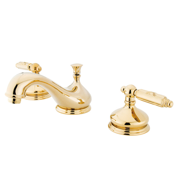 Georgian KS1162GL Two-Handle 3-Hole Deck Mount Widespread Bathroom Faucet with Brass Pop-Up, Polished Brass