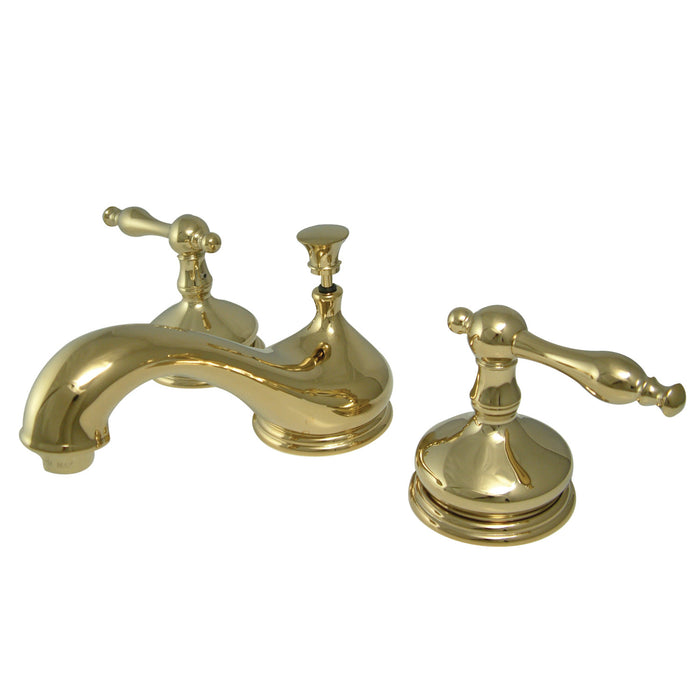 Heritage KS1162NL Two-Handle 3-Hole Deck Mount Widespread Bathroom Faucet with Brass Pop-Up, Polished Brass