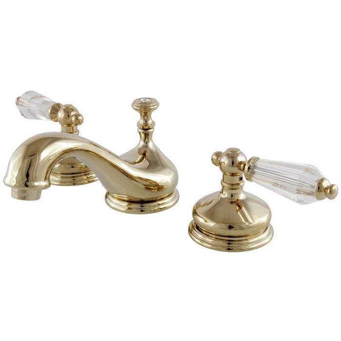 Wilshire KS1162WLL Two-Handle 3-Hole Deck Mount Widespread Bathroom Faucet with Brass Pop-Up, Polished Brass