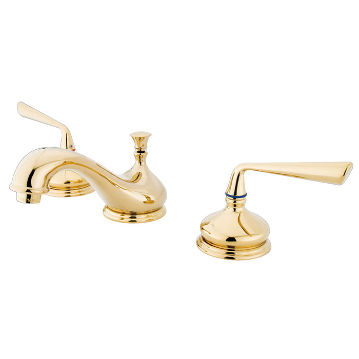 Silver Sage KS1162ZL Two-Handle 3-Hole Deck Mount Widespread Bathroom Faucet with Brass Pop-Up, Polished Brass