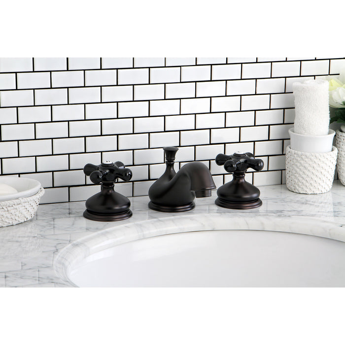 Kingston Heirloom KS1165PKX - Duchess Two-Handle 3-Hole Deck Mount Widespread Bathroom Faucet with Brass Pop-Up, Oil Rubbed Bronze