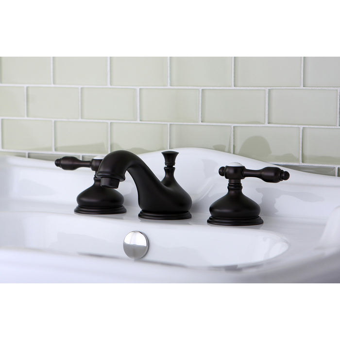 Tudor KS1165TAL Two-Handle 3-Hole Deck Mount Widespread Bathroom Faucet with Brass Pop-Up, Oil Rubbed Bronze