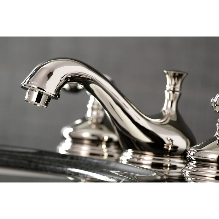Tudor KS1166TAL Two-Handle 3-Hole Deck Mount Widespread Bathroom Faucet with Brass Pop-Up, Polished Nickel