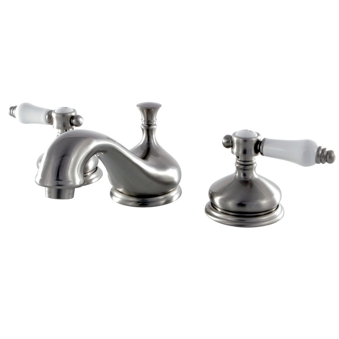 Bel-Air KS1168BPL Two-Handle 3-Hole Deck Mount Widespread Bathroom Faucet with Brass Pop-Up, Brushed Nickel