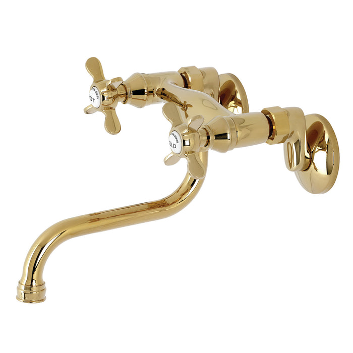 Essex KS116PB Two-Handle 2-Hole Wall Mount Bathroom Faucet, Polished Brass