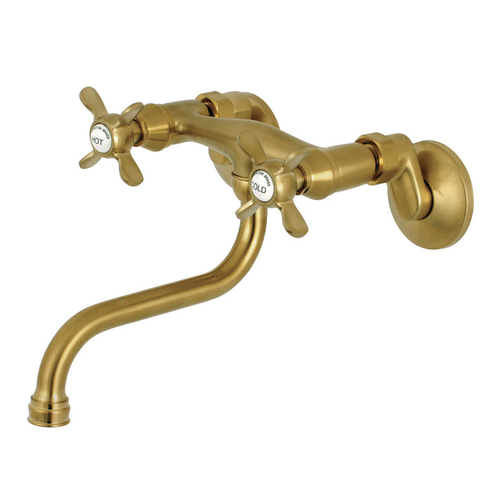 Essex KS116SB Two-Handle 2-Hole Wall Mount Bathroom Faucet, Brushed Brass