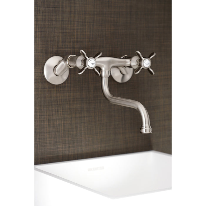 Essex KS116SN Two-Handle 2-Hole Wall Mount Bathroom Faucet, Brushed Nickel