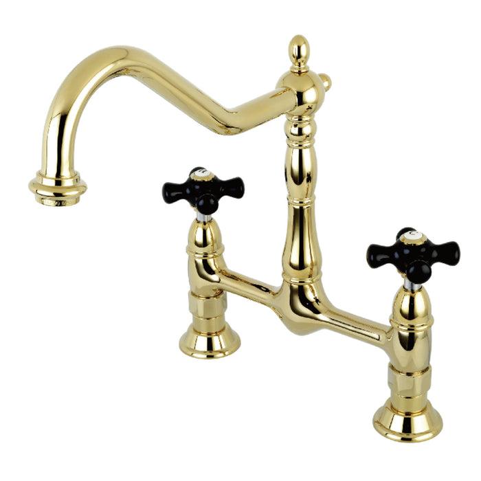 Duchess KS1172PKX Two-Handle 2-Hole Deck Mount Bridge Kitchen Faucet, Polished Brass