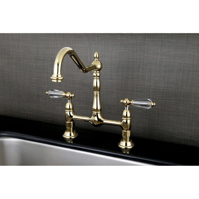 Wilshire KS1172WLL Two-Handle 2-Hole Deck Mount Bridge Kitchen Faucet, Polished Brass