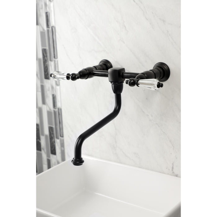 Wilshire KS1210WLL Two-Handle 2-Hole Wall Mount Bathroom Faucet, Matte Black