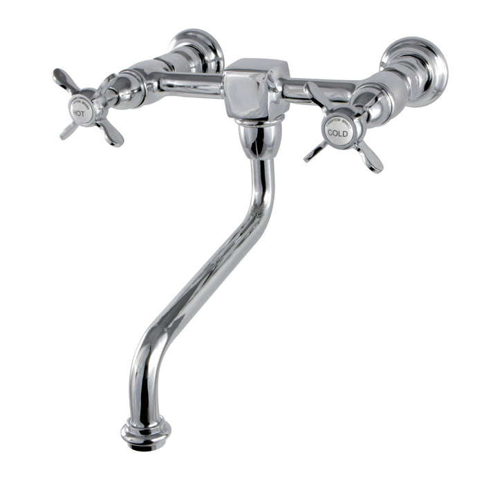 Kingston Heirloom KS1211BEX - Essex Double-Handle 2-Hole Wall Mount Bathroom Faucet, Polished Chrome