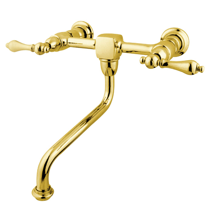 Heritage KS1212AL Two-Handle 2-Hole Wall Mount Bathroom Faucet, Polished Brass
