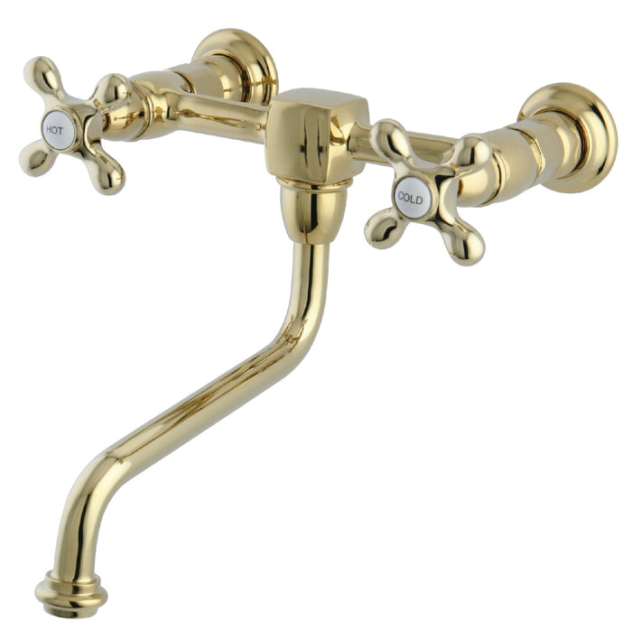 Heritage KS1212AX Two-Handle 2-Hole Wall Mount Bathroom Faucet, Polished Brass