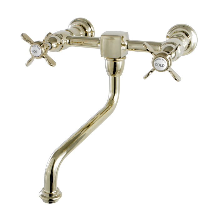 Essex KS1212BEX Two-Handle 2-Hole Wall Mount Bathroom Faucet, Polished Brass