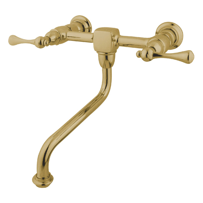 Heritage KS1212BL Two-Handle 2-Hole Wall Mount Bathroom Faucet, Polished Brass