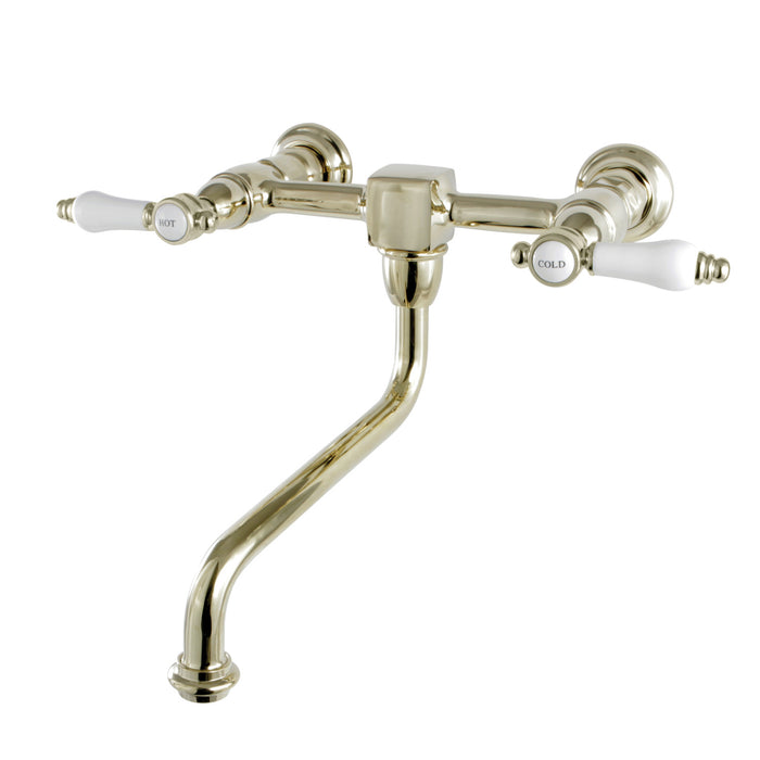 Bel-Air KS1212BPL Two-Handle 2-Hole Wall Mount Bathroom Faucet, Polished Brass