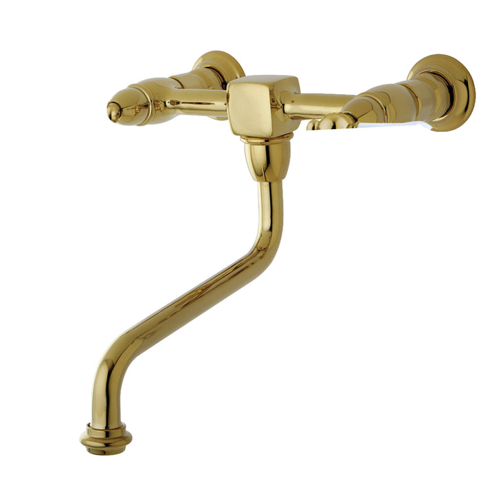 Heritage KS1212PL Two-Handle 2-Hole Wall Mount Bathroom Faucet, Polished Brass