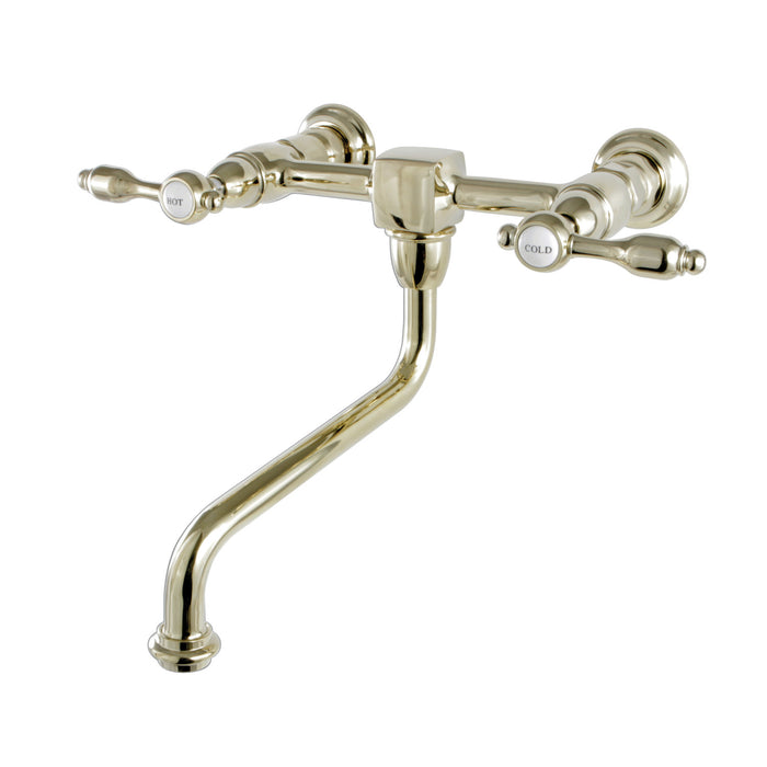 Tudor KS1212TAL Two-Handle 2-Hole Wall Mount Bathroom Faucet, Polished Brass