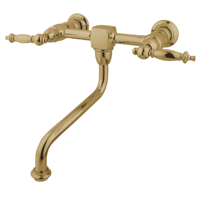 Heritage KS1212TL Two-Handle 2-Hole Wall Mount Bathroom Faucet, Polished Brass