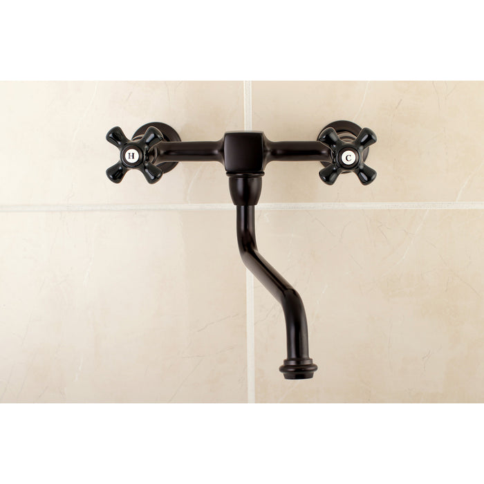 Kingston Heirloom KS1215PKX - Duchess Double-Handle 2-Hole Wall Mount Bathroom Faucet, Oil Rubbed Bronze