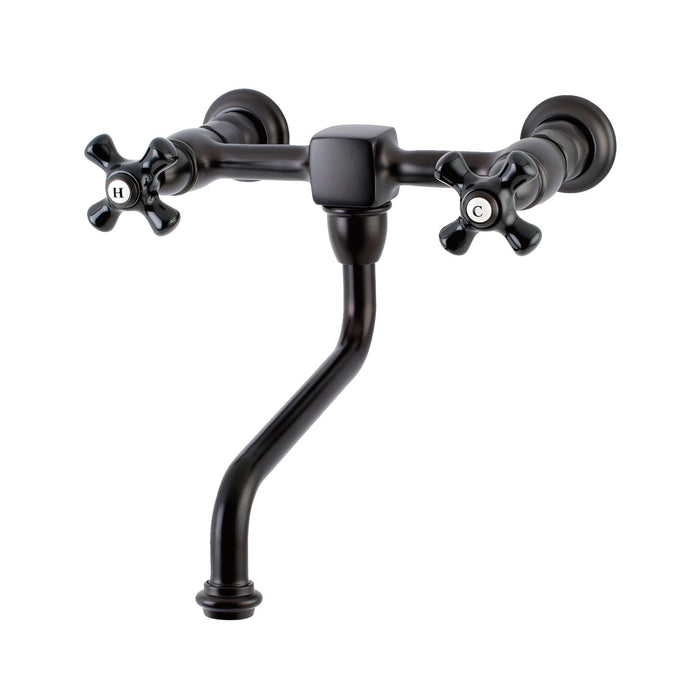 Kingston Heirloom KS1215PKX - Duchess Double-Handle 2-Hole Wall Mount Bathroom Faucet, Oil Rubbed Bronze