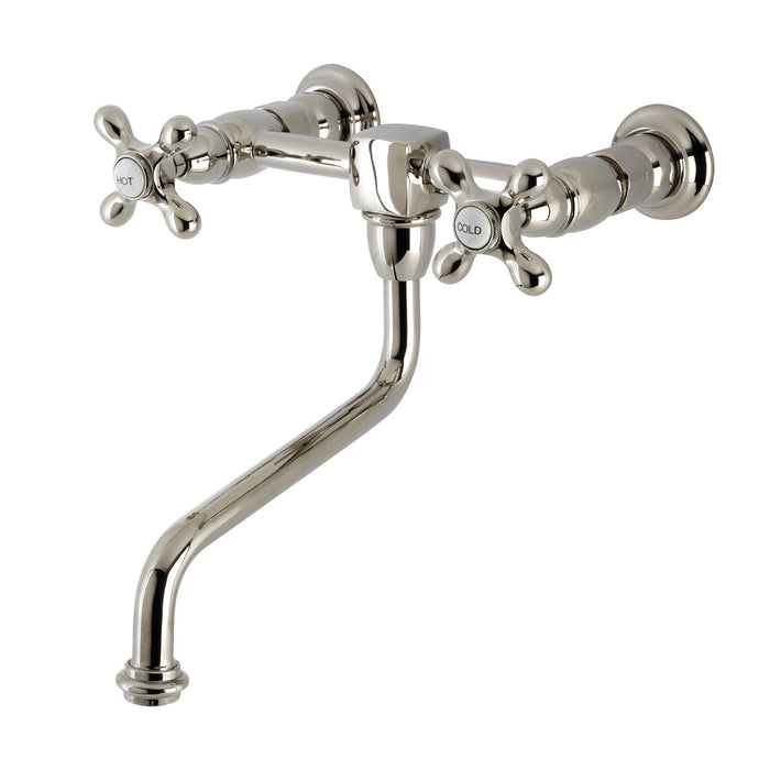 Kingston Heirloom KS1216AX - Heritage Double-Handle 2-Hole Wall Mount Bathroom Faucet, Polished Nickel