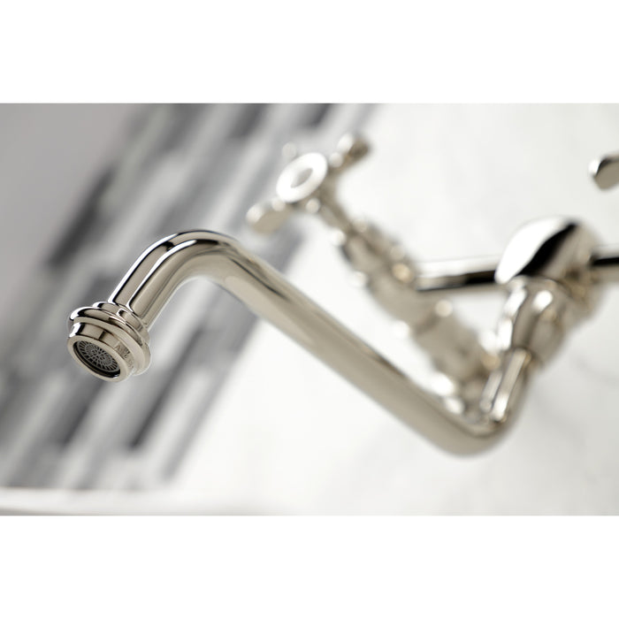 Essex KS1216BEX Two-Handle 2-Hole Wall Mount Bathroom Faucet, Polished Nickel