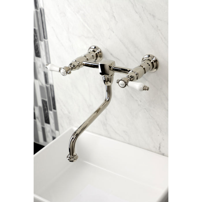 Bel-Air KS1216BPL Two-Handle 2-Hole Wall Mount Bathroom Faucet, Polished Nickel