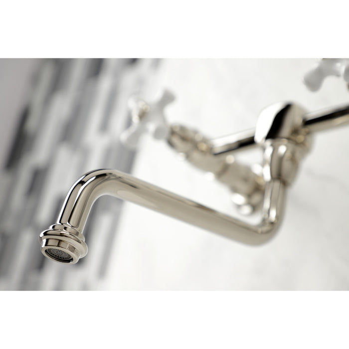 Heritage KS1216PX Two-Handle 2-Hole Wall Mount Bathroom Faucet, Polished Nickel