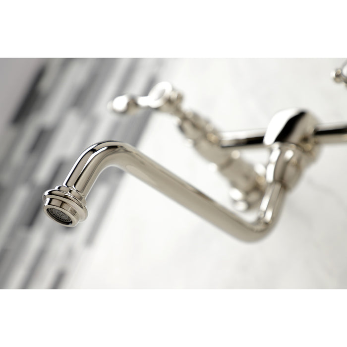 Tudor KS1216TAL Two-Handle 2-Hole Wall Mount Bathroom Faucet, Polished Nickel