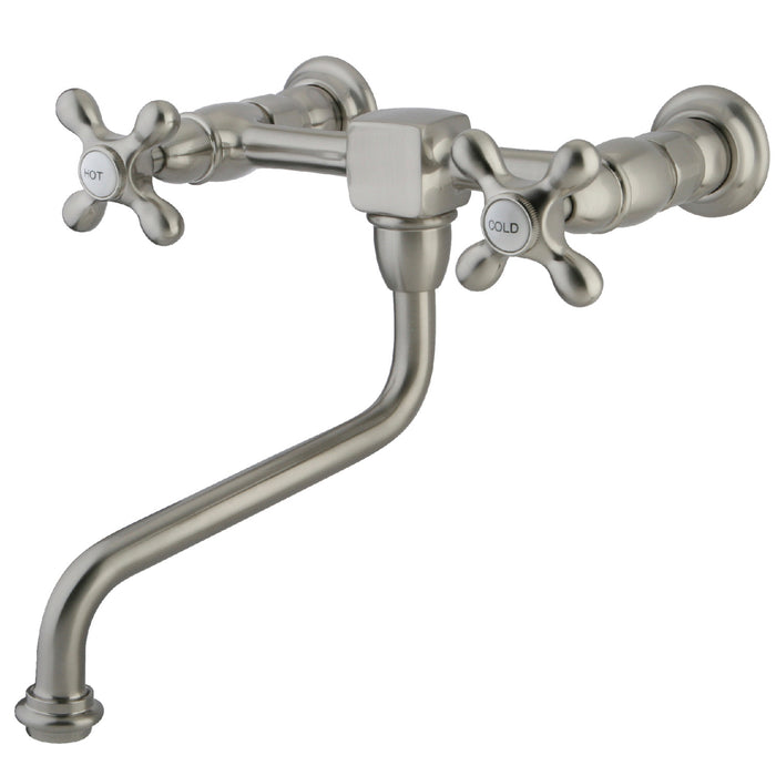 Heritage KS1218AX Two-Handle 2-Hole Wall Mount Bathroom Faucet, Brushed Nickel