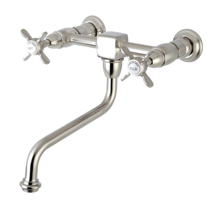 Essex KS1218BEX Two-Handle 2-Hole Wall Mount Bathroom Faucet, Brushed Nickel