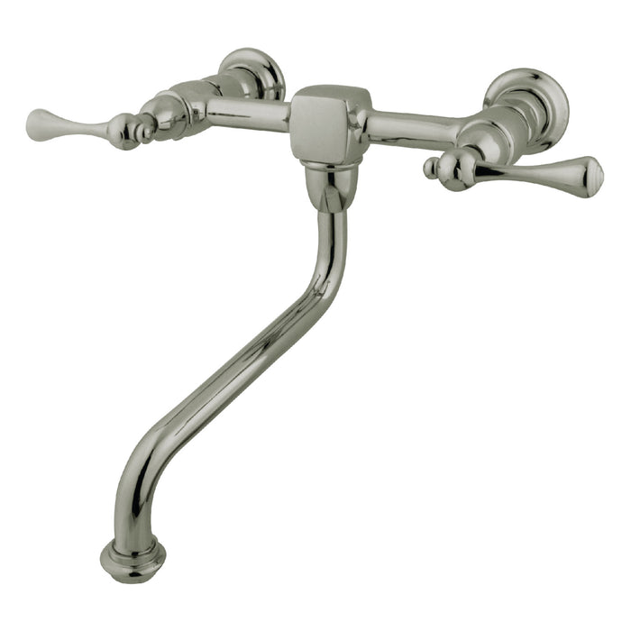 Heritage KS1218BL Two-Handle 2-Hole Wall Mount Bathroom Faucet, Brushed Nickel